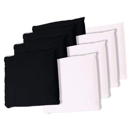 TOY TIME Regulation Sized Cornhole Canvas Bag Set with Moisture Lining, Kids/Adults, 8-pack Black/White 618994BXX